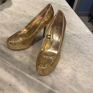 Sofia by Sofia Vergara Gold Sparkle Heels